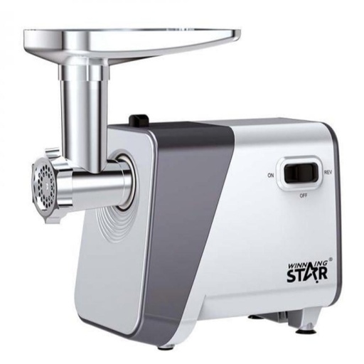 Winning Star Electric Meat Grinder, 3 Different Grinding Discs, Reverse Rotation, Sausage Stuffing Attachment, 450 Watts, Silver, St-5517
