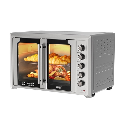Winning Star Electric Oven, 120L Capacity, French Glass Door, Baking Tray, Pizza Tray, Rotating Grill, Interior Lighting, 2800W, Silver, St-9853