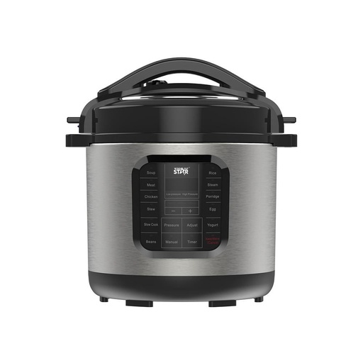 Winning Star, Pressure Cooker, 8 Liter Capacity, Digital, 14 Functions, Measuring Spoon And Cup Attachments, Stainless Steel, 1300 Watts, Black Silver, M/St-9314
