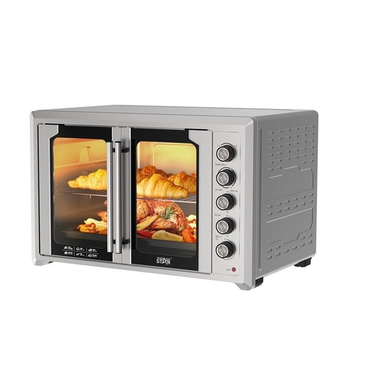 Winning Star Electric Oven, 100L Capacity, French Glass Door, Baking Tray, Pizza Tray, Rotating Grill, Interior Lighting, 2800W, Silver, St-9852