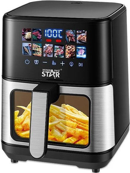 Winning Star St-9696 Air Fryer, 1400W, 4.5L, 10 Programs, Digital Display - Black Silver - View 1