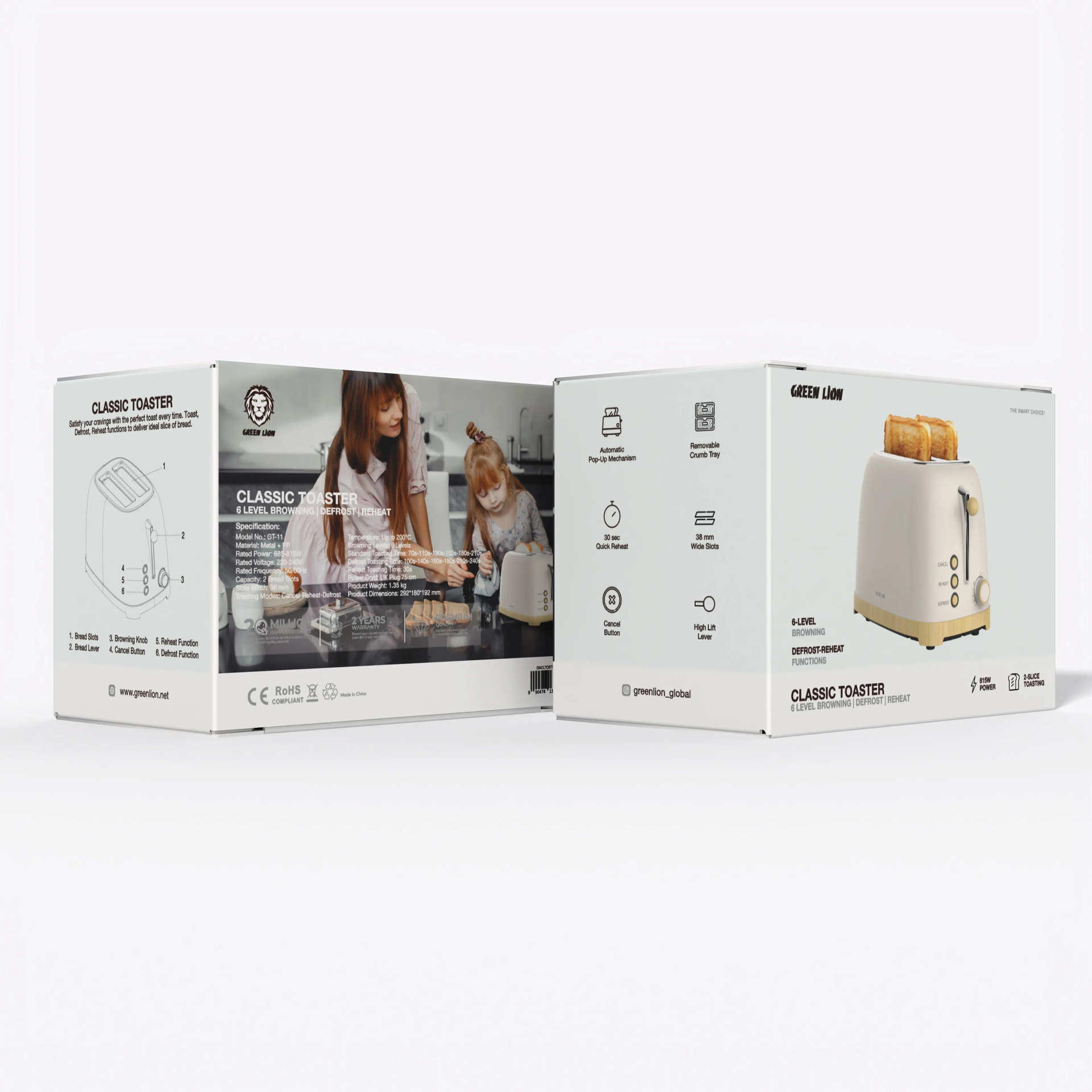 Order Green Lion Classic Toaster 6 Level Browning - Beige Now! | Jomla.ae